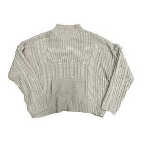 Time‎ & Tru Cropped Dark Tan Cableknit Sweater Size XL